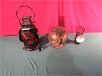 OLD SIGNAL LAMPS, CARBIDE MINERS LAMP