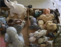 2 Boxes Porcelain Ceramic & Marble Elephants