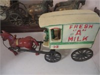 CAST IRON MILK CART/HORSE