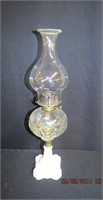 Milk glass base oil lamp 21.5"H