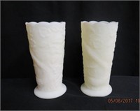 Pair of Fenton frosted glass vases 7.75"