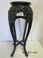 Carved Oriental stand with marble insert  36"H