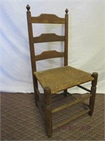 Ladder back chair, woven rush seat