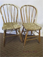 Pair of hoop back chairs, spooned out seats