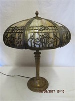 Slag glass table lamp, 16.5" across, 23"H