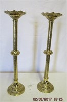 Pr of brass candle stands 24.5"H