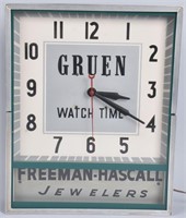 GRUEN WATCH TIME JEWELERS ADVERTISING CLOCK
