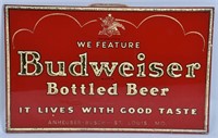 BUDWEISER BEER REVERSE GLASS ADVERTISING SIGN