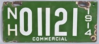 1914 NEW HAMPSHIRE COMMERCIAL LICENSE PLATE