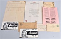 LOT OF EARLY INDIAN MOTORCYCLE PAPERWORK