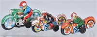 3- JAPAN Tin Friction MOTORCYCLE TOYS