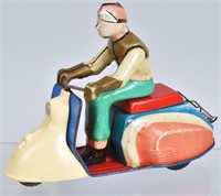 VINTAGE Tin Friction MOTOR SCOOTER TOY
