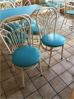 Blue Cushioned Metal Dining Chairs