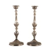 Pair Victorian style silver-plated candlesticks