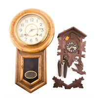 Meji Co. wall regulator and a cuckoo clock