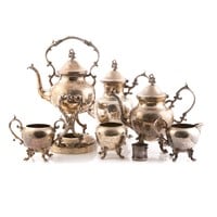 Assorted silver-plated teaware