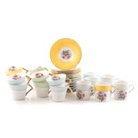 Assorted English china teacups and saucers