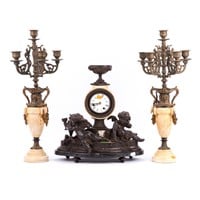 Napoleon III style figural clock garniture