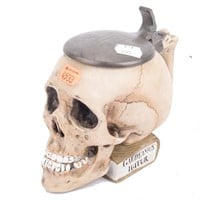 Capodimonte pewter-mounted skull stein