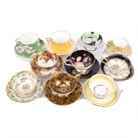 10 English china cups and saucers