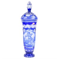 Czech cobalt cut-to-clear urn