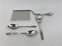 3 STERLING 4H SPOONS AND BIRKS STERLING CAKE COMB