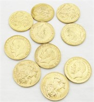 10 each George V Gold Sovereign 22 K Coins