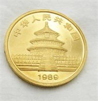 1989 Panda Gold 1 Ounce Coin, 100 Yuan