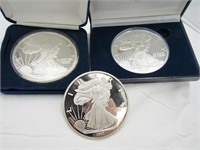 3 Oversized Silver Eagles, 2 Pounds in total