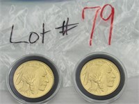 2 each 2006 Buffalo 1 ounce Gold $50 Coins