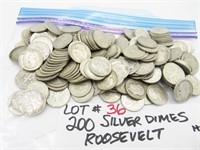 200 Roosevelt Silver Dimes various dates & marks