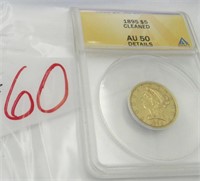 1895 $5 Gold Liberty Head  Graded AU50 ANACS