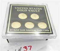 5 Gold 2003 1/10 Oz. Gold Eagles in single case
