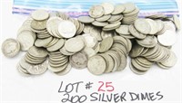 200 Roosevelt Silver Dimes various dates & marks