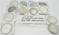 12 Morgan Silver Dollars various dates &mint marks