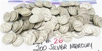 200 Mercury Silver Dimes various dates &mint marks
