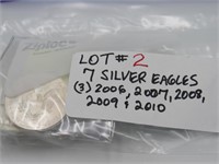 7 Silver Eagles (3) 2006, 1 each 2007, 08, 09 & 10