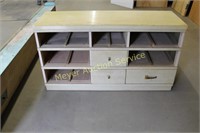 Blonde Dresser (drawers missing) & Wooden Stool