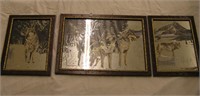 Set Of 3 Wolf Etched Mirrors