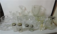 Footed crystal bowls, iris pitcher