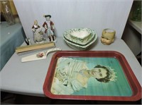 Cake knives, tray, figurines etc
