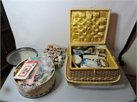 Sewing basket with contents