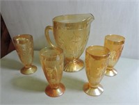 Iris water glasses and pitcher set