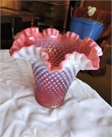 Antique cranberry opalescent vase