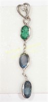 14K MULTI GEMSTONE AND  DIAMOND PENDANT