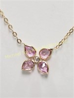 10K PINK SAPPHIRE AND DIAMOND NECKLACE