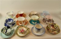 TWELVE ENGLISH CUPS AND SAUCERS