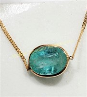 14K YELLOW GOLD EMERALD NECKLACE