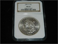 1883 O NCC GRADED MORGAN SILVER DOLLAR MS62