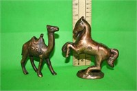 Pair of Metal Horse & Camel Coin Banks